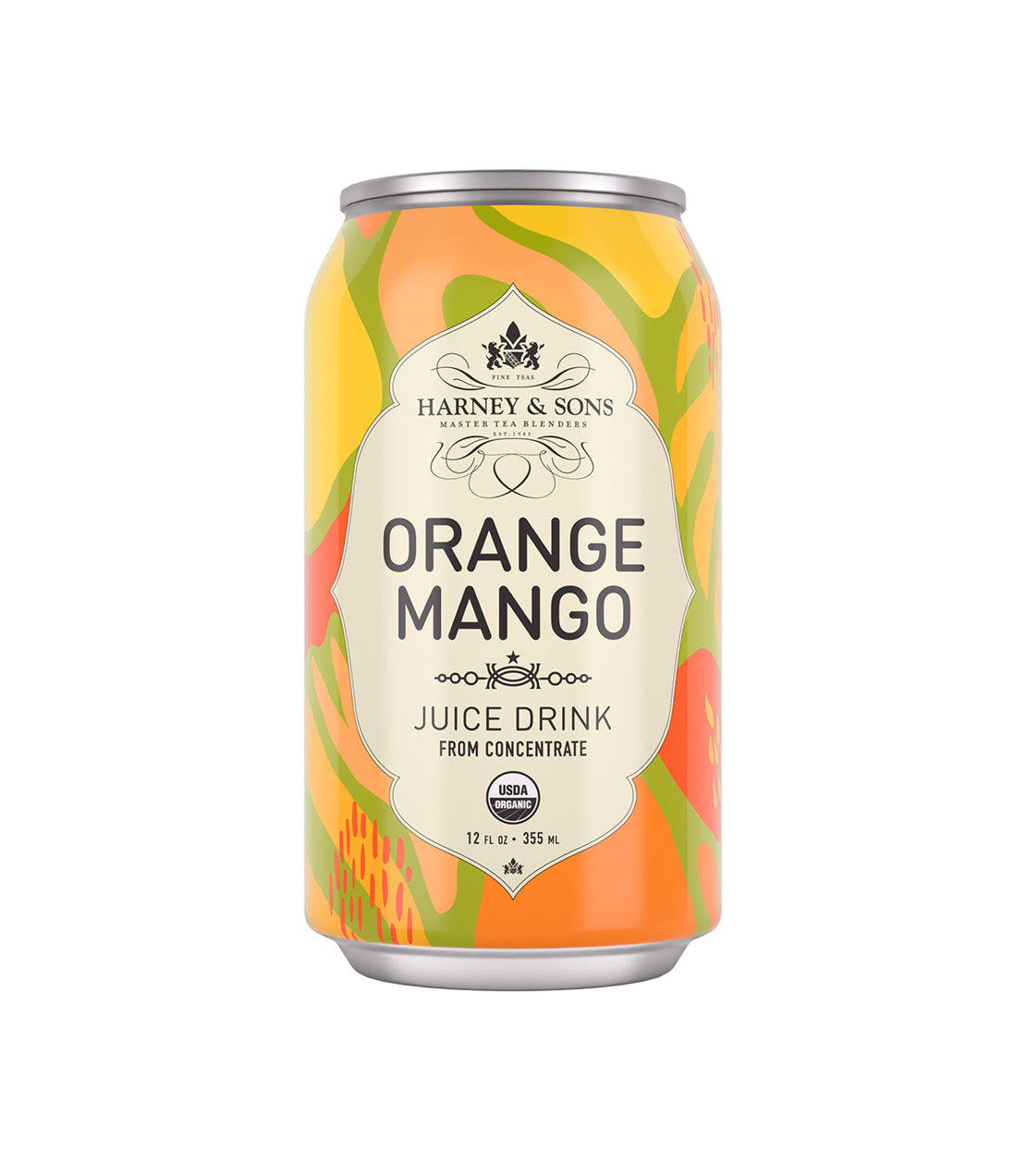 Harney & Sons Fine Teas- Organic Orange Mango Juice Drink- From Concentrate- Colorful 12 fl oz can