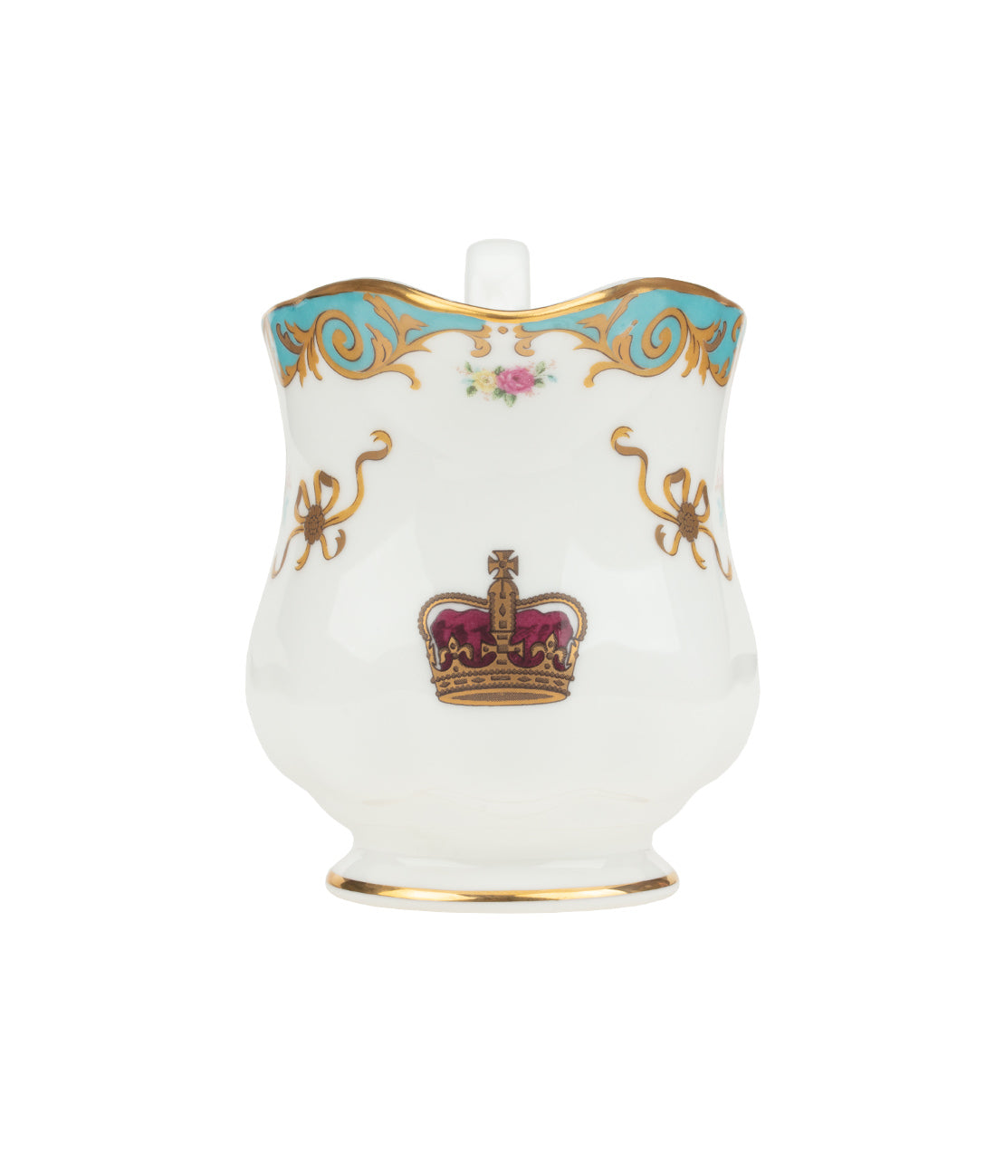 Elegant Historic Royal Palaces creamer featuring a royal crown design and ornate gold detailing.