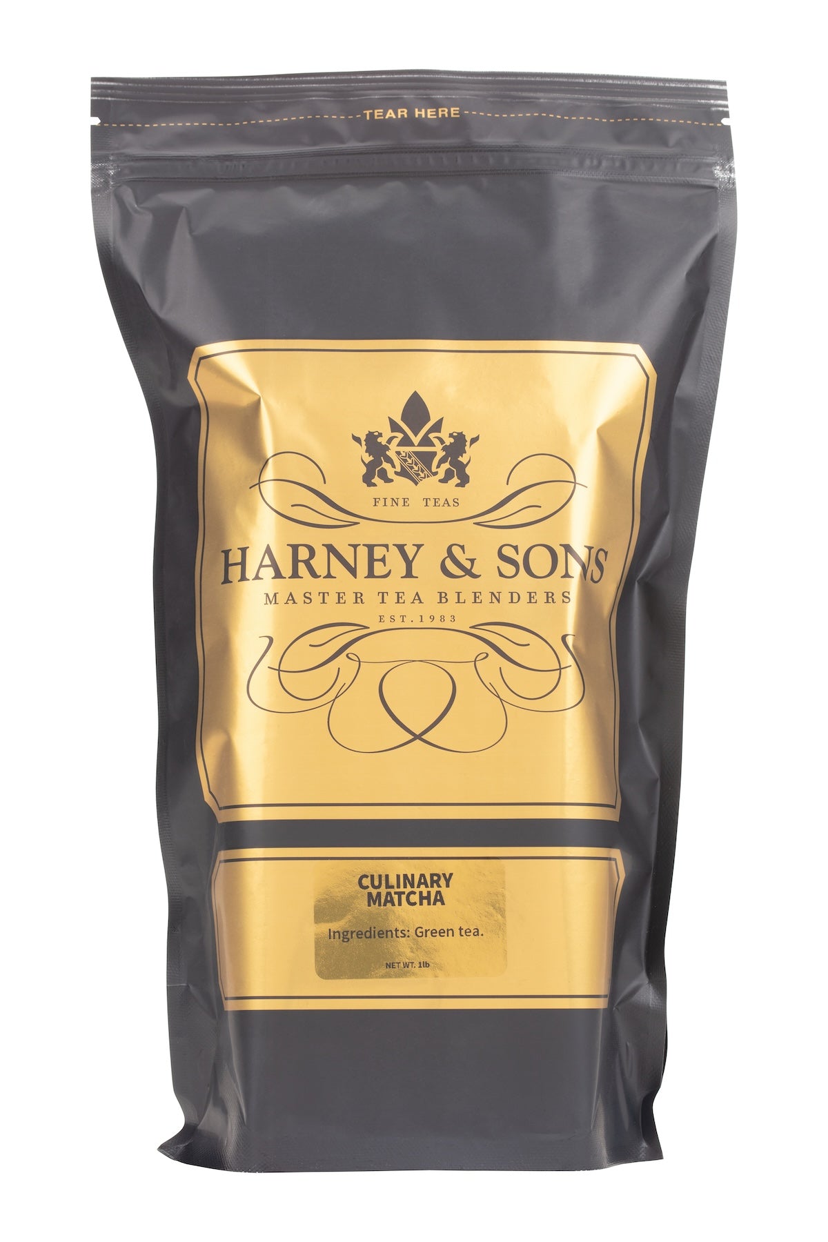 Culinary Matcha by Harney & Sons in a sleek black and gold packaging, ideal for cooking and baking.