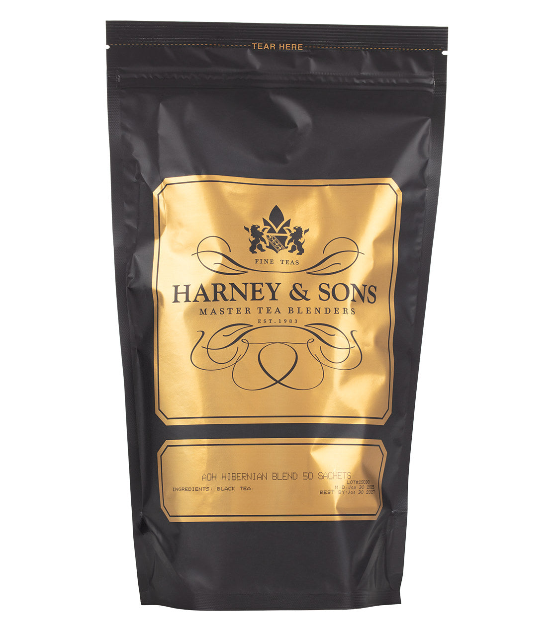 Harney & Sons Fine Teas- AOH Hibernian Blend- Black and Gold Bag of 50 Sachets