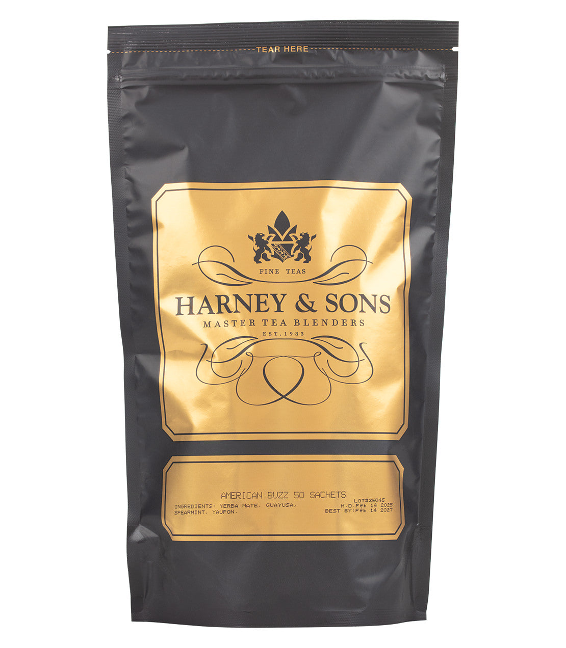 Harney & Sons Fine Teas- American Buzz- Black and Gold Bag of 50 Sachets