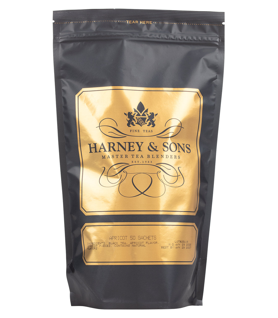 Harney & Sons Fine Teas- Apricot Tea- Black and Gold Bag of 50 Sachets