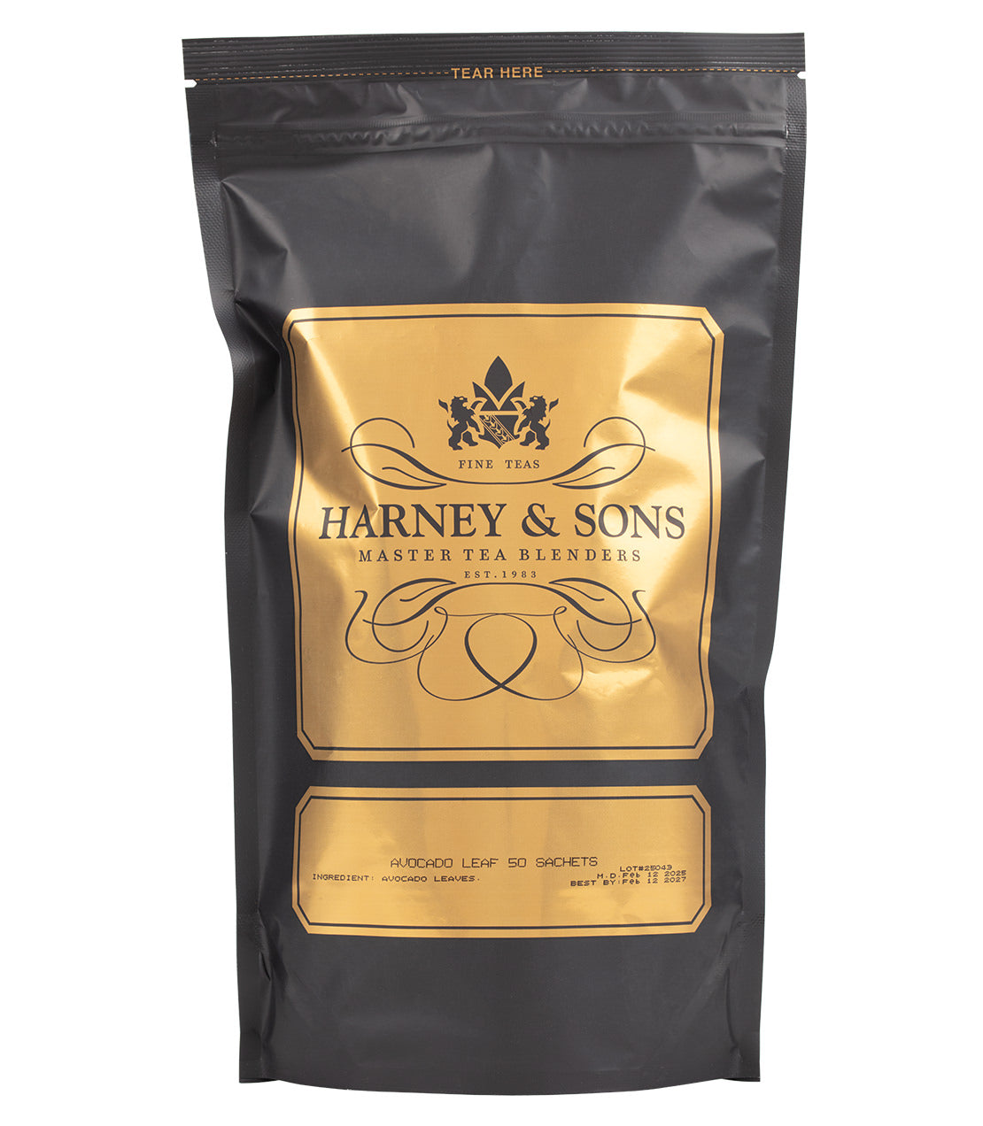 Harney & Sons Fine Teas- Avocado Leaf- Black and Gold Bag of 50 Sachets