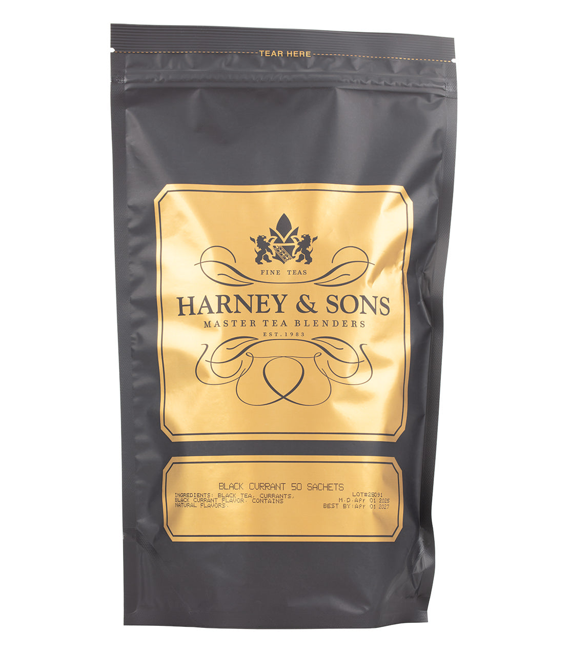 Harney & Sons Fine Teas- Black Currant- Black and Gold Bag of 50 Sachets