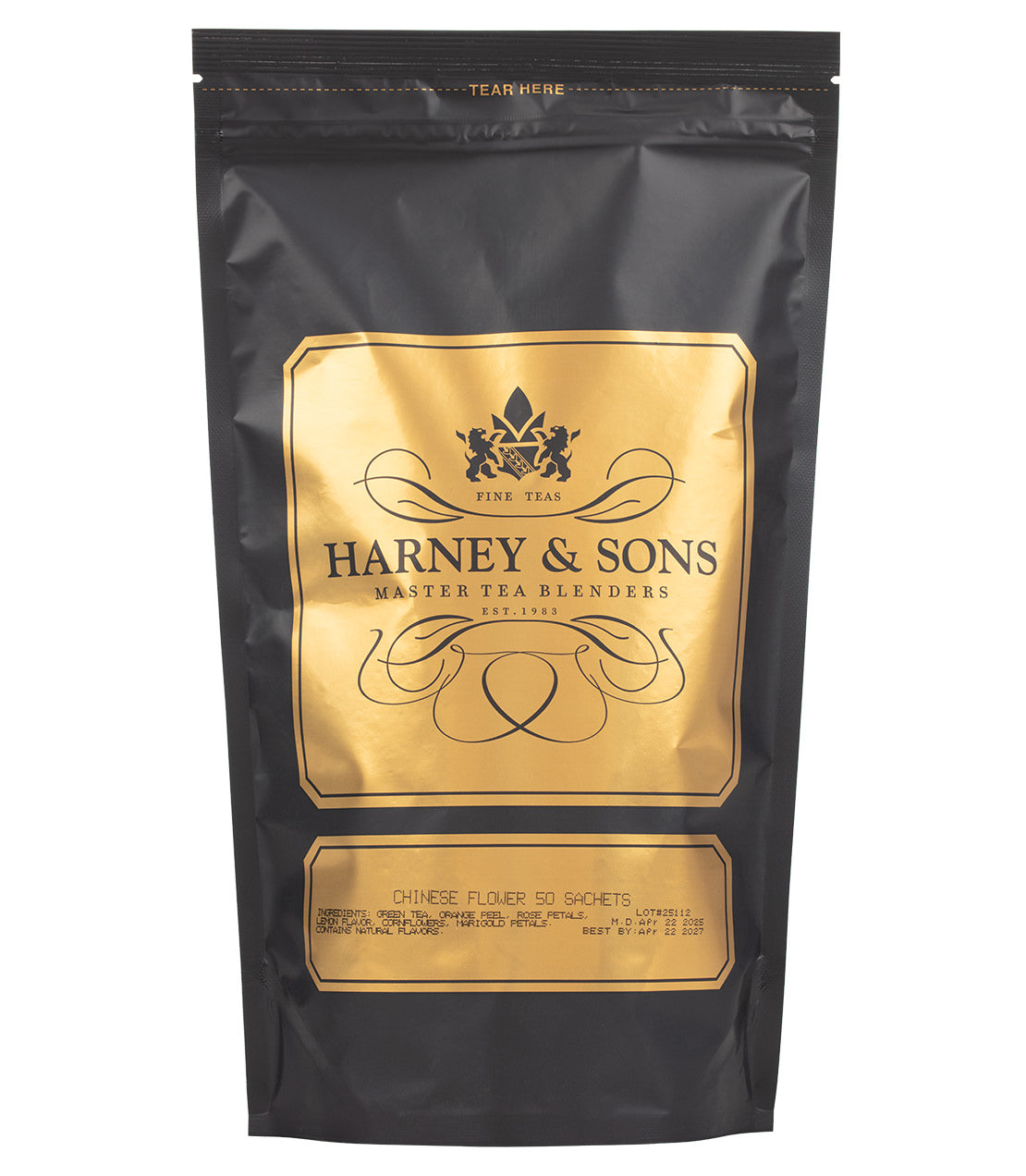 Harney & Sons Fine Teas- Chinese Flower - Black and Gold Bag of 50 Sachets