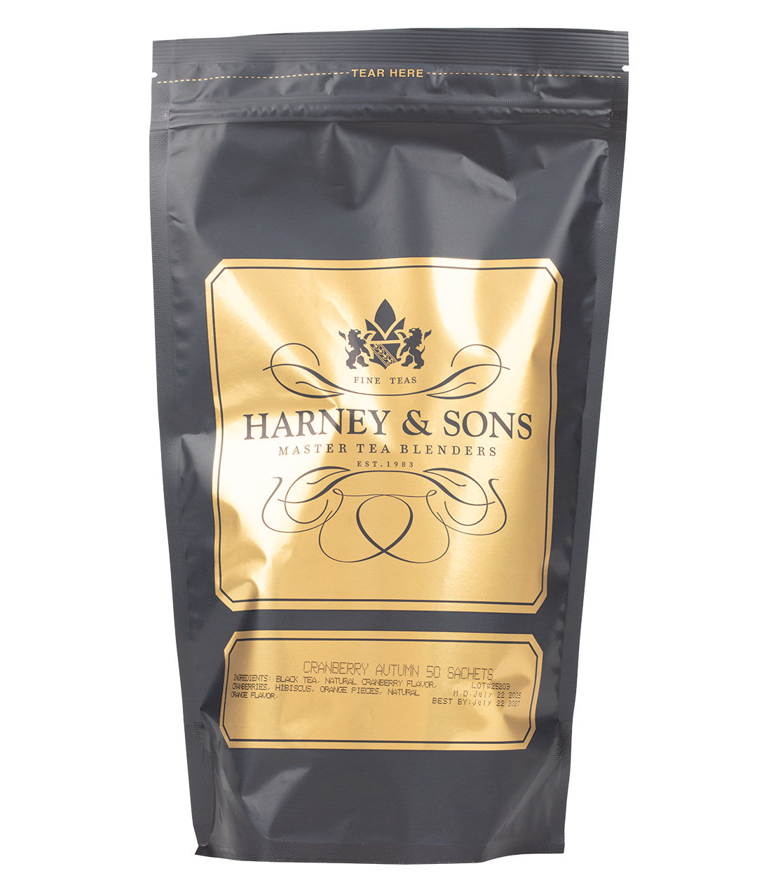 Harney & Sons Fine Teas- Cranberry Autumn- Black and Gold Bag of 50 Sachets