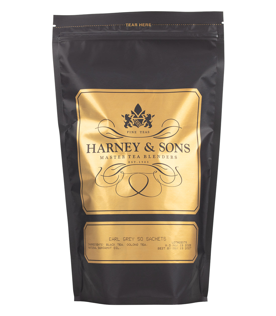Harney & Sons Fine Teas- Earl Grey- Black and Gold Bag of 50 Sachets