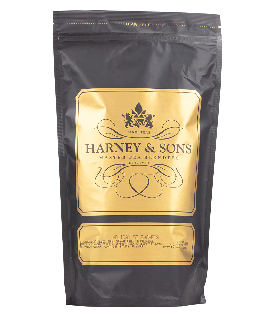 Harney & Sons Fine Teas- Holiday Tea- Black and Gold Bag of 50 Sachets