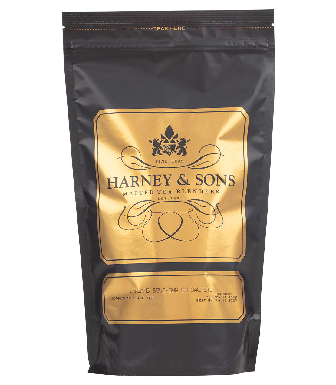 Harney & Sons Fine Teas- Lapsang Souchong- Black and Gold Bag of 50 Sachets