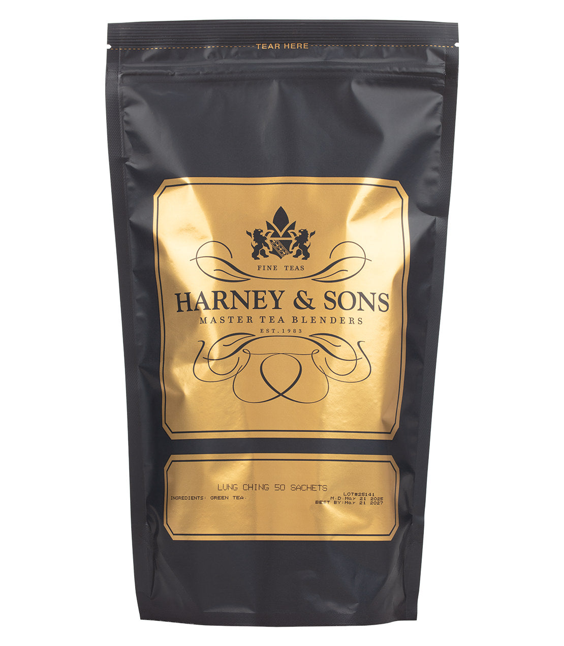 Harney & Sons Fine Teas- Lung Ching- Black and Gold Bag of 50 Sachets