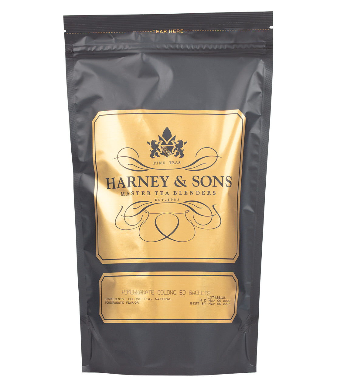 Harney & Sons Fine Teas- Pomegranate Oolong- Black and Gold Bag of 50 Sachets