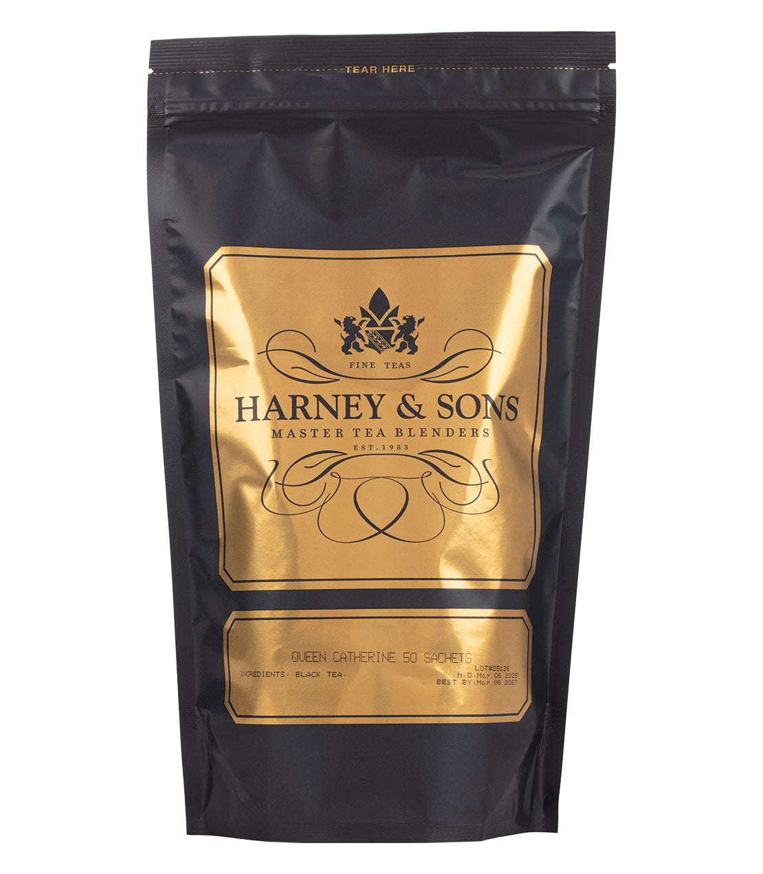 Harney & Sons Fine Teas- Queen Catherine- Black and Gold Bag of 50 Sachets