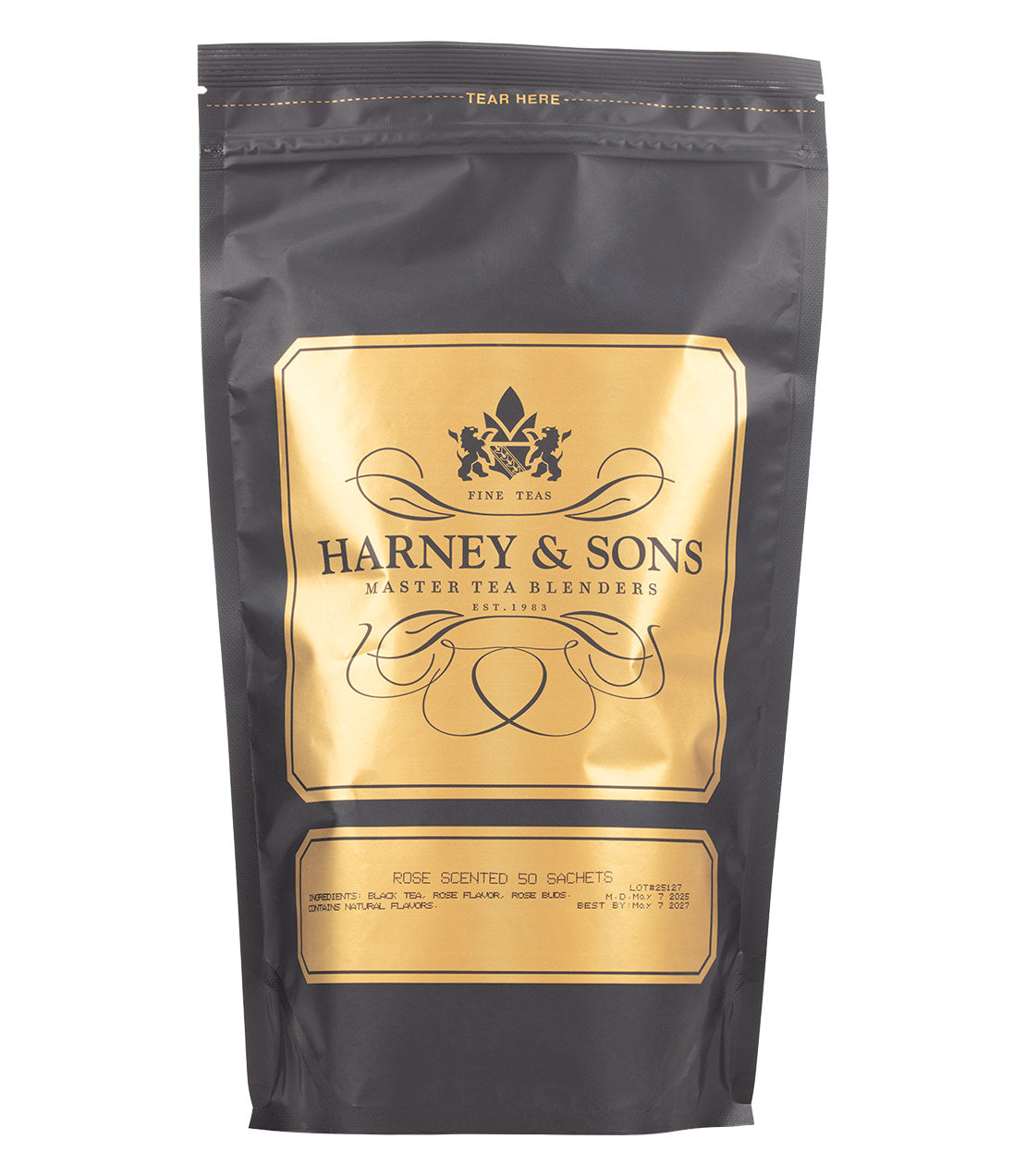 Harney & Sons Fine Teas- Rose Scented- Black and Gold Bag of 50 Sachets