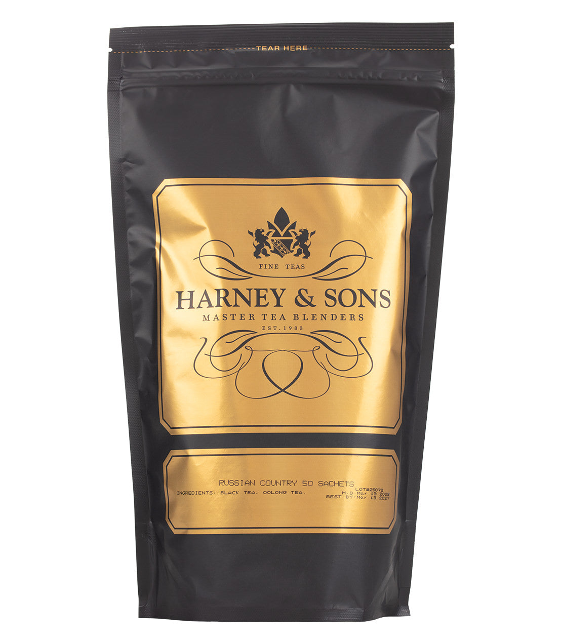 Harney & Sons Fine Teas- Russian Country- Black and Gold Bag of 50 Sachets