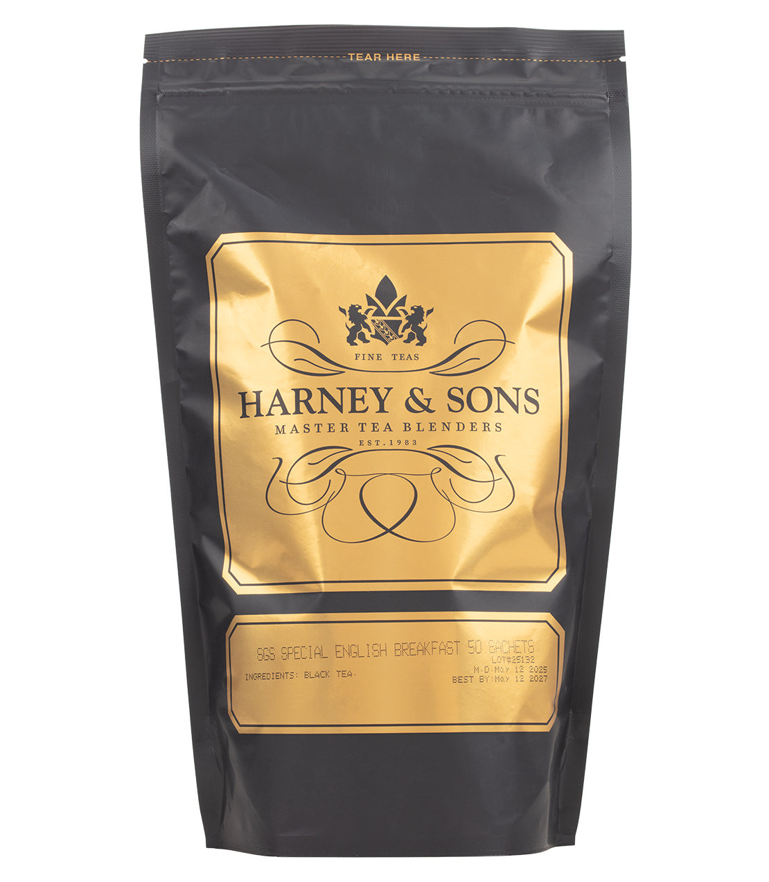 Harney & Sons Fine Teas- SGS Special English Breakfast- Black and Gold Bag of 50 Sachets
