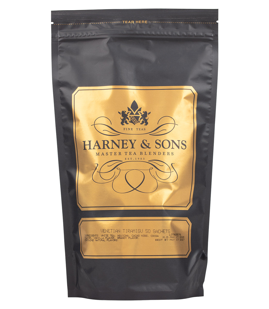 Harney & Sons Fine Teas- Venetian Tiramisu- Black and Gold Bag of 50 Sachets
