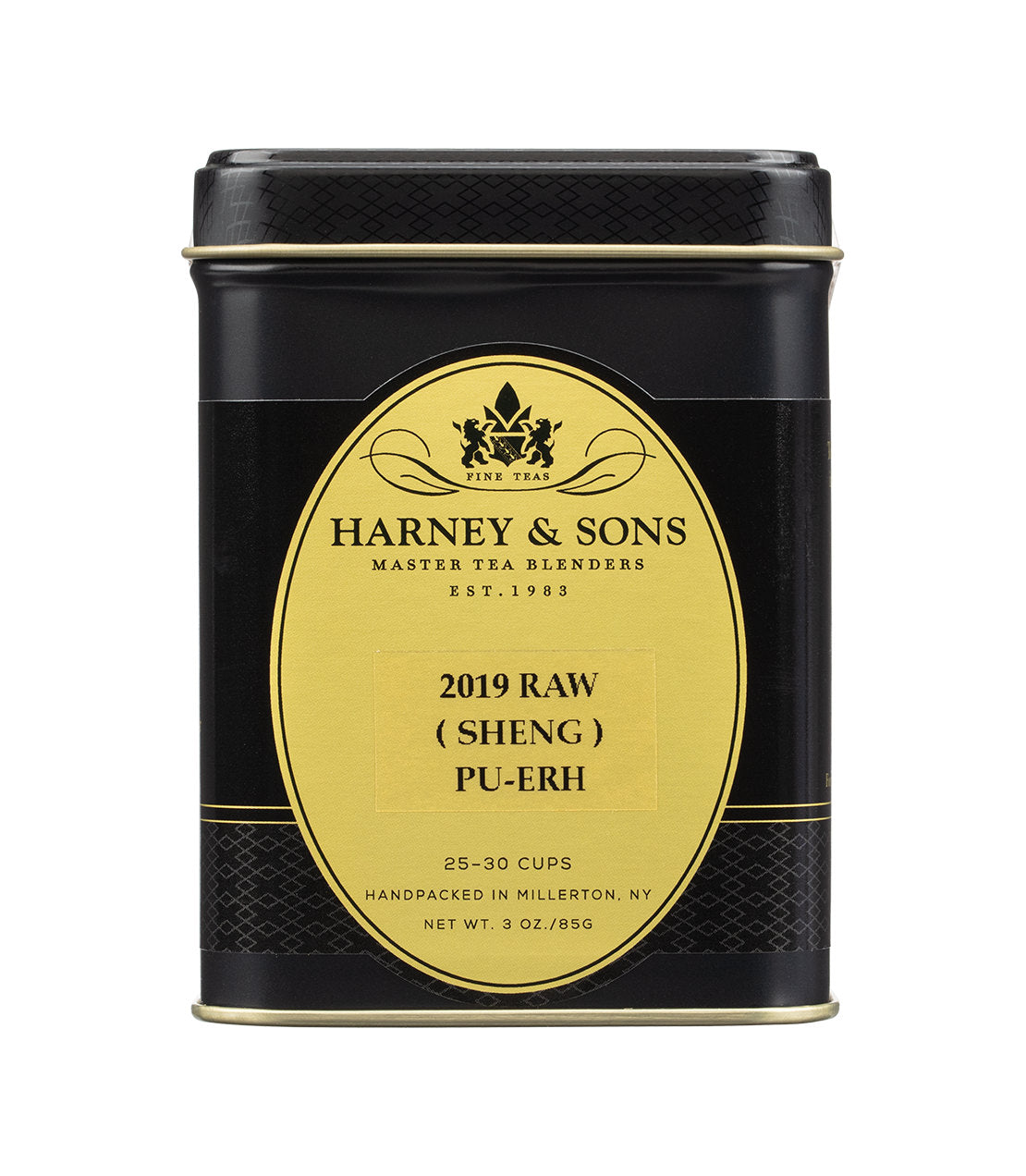 Harney & Sons Fine Teas- 2019 Raw (Sheng) Pu-Erh- Loose 3oz black and gold tin