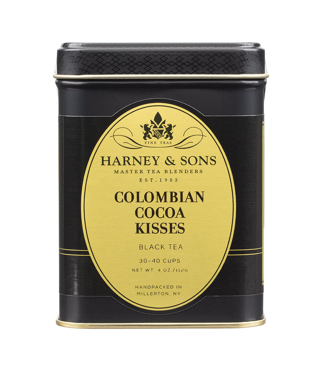 Harney & Sons Fine Teas- Colombian Cocoa Kisses - Loose leaf- Black and Gold 4 oz. Tin