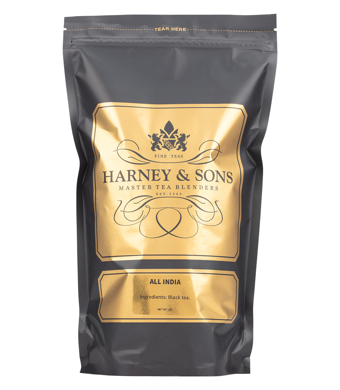 Harney & Sons Fine Teas- All India- 1 Pound/16OZ Bag- Black and Gold Bag
