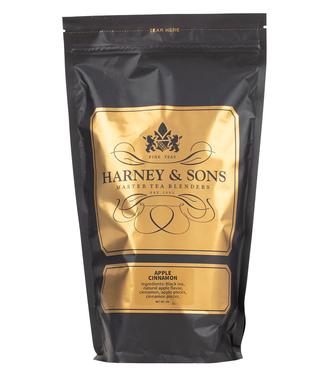 Harney & Sons Fine Teas- Apple Cinnamon- 1 Pound Bag- Black and Gold Bag