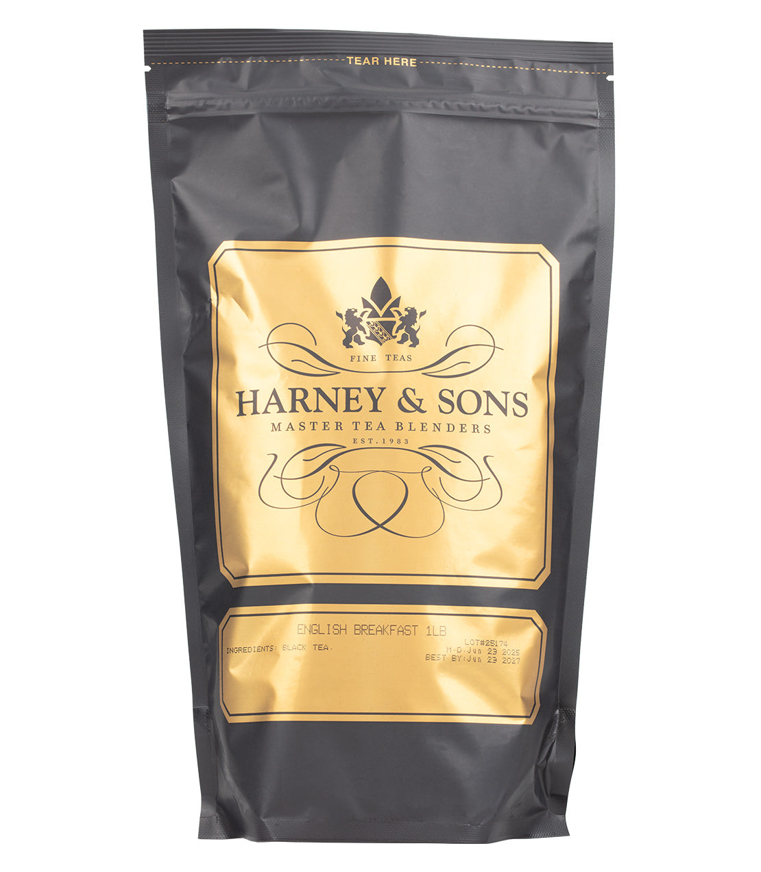 Harney & Sons Fine Teas- English Breakfast- 1 Pound/16OZ Bag- Black and Gold Bag