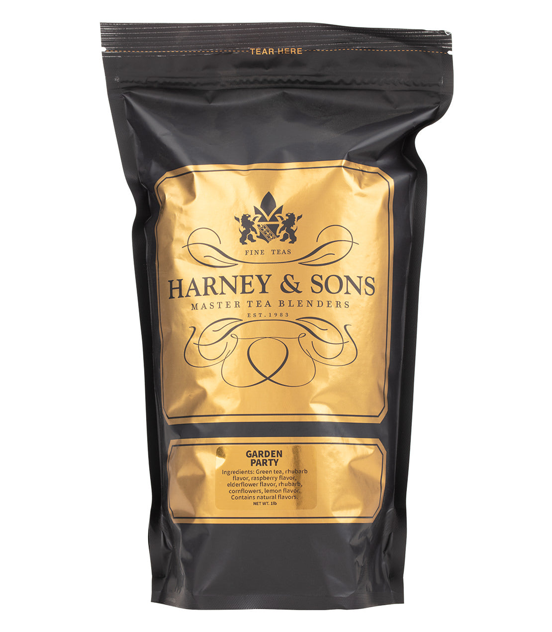 Harney & Sons Fine Teas- Garden Party- 1 Pound Bag- Black and Gold Bag
