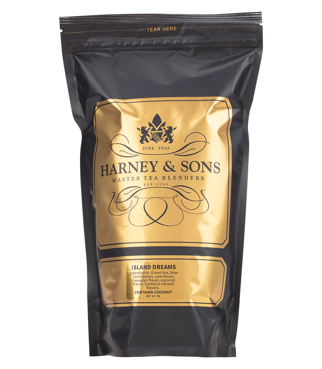 Harney & Sons Fine Teas- Island Dreams- 1 Pound Bag- Black and Gold Bag