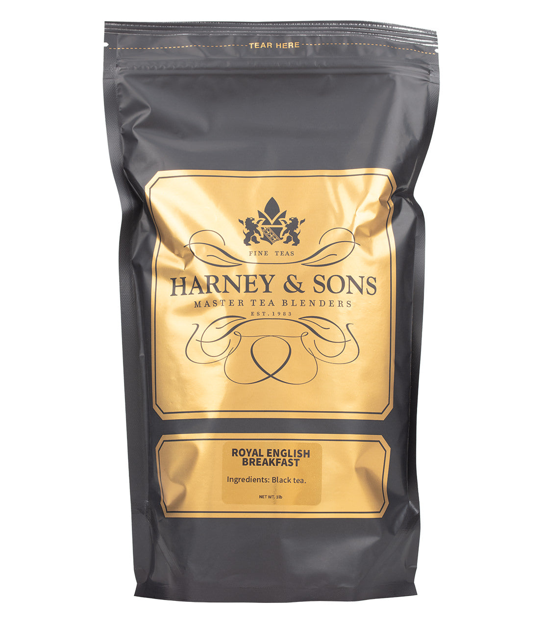 Harney & Sons Fine Teas- Royal English Breakfast- 1 Pound/16OZ Bag- Black and Gold Bag