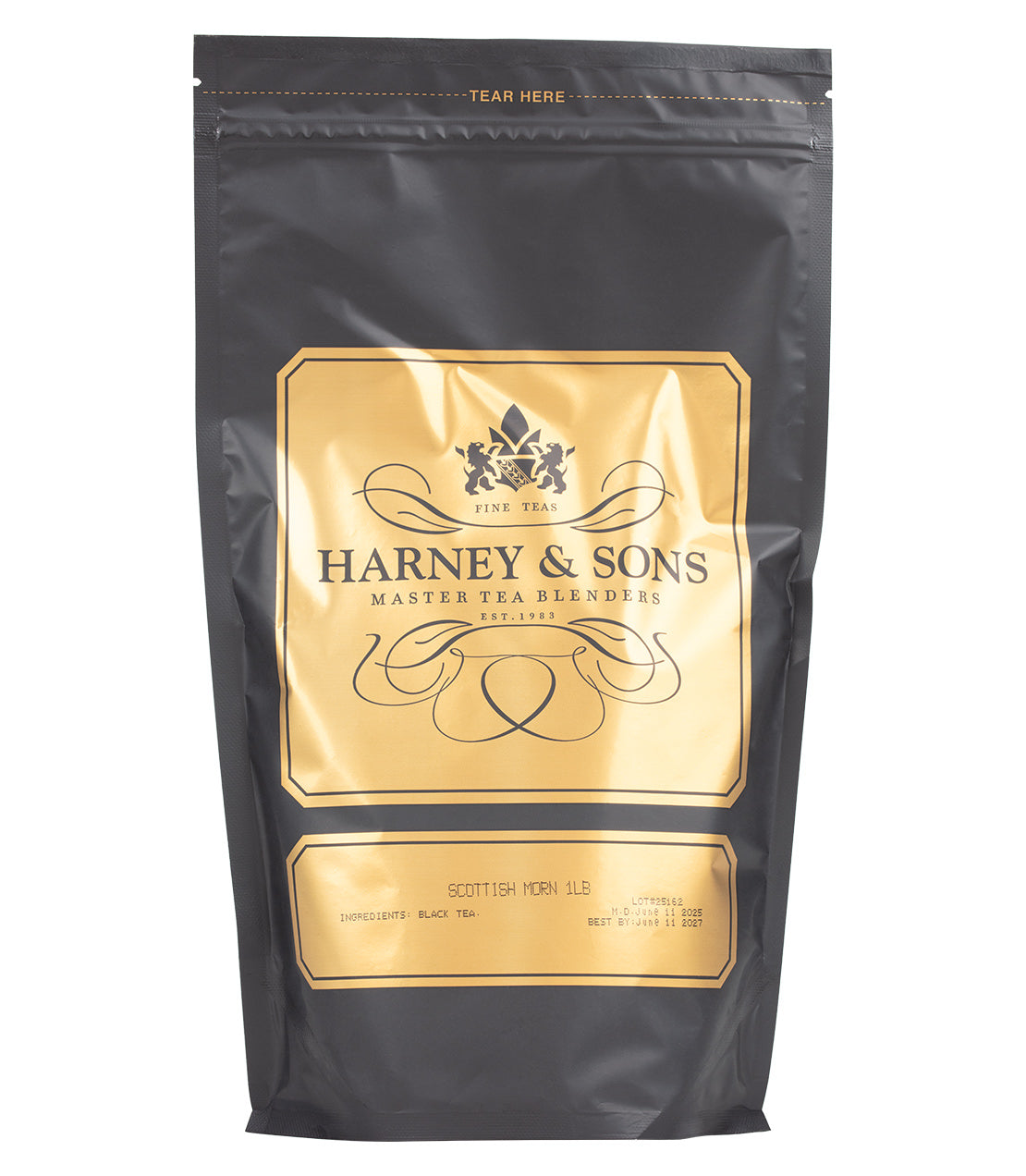 Harney & Sons Fine Teas- Scottish Morn- 1 Pound/16OZ Bag- Black and Gold Bag