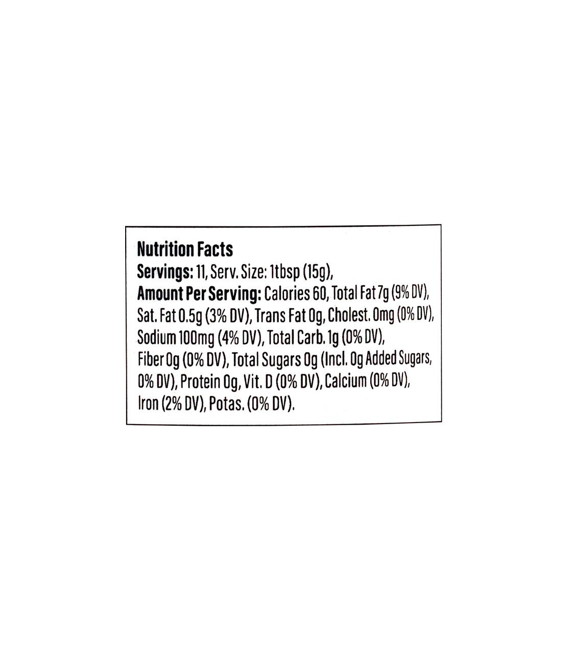 Bombay Chili Crunch- Indian Chili Oil- Nutrition Facts- Serving Size 1tbsp (15g)- 60 Calories per serving