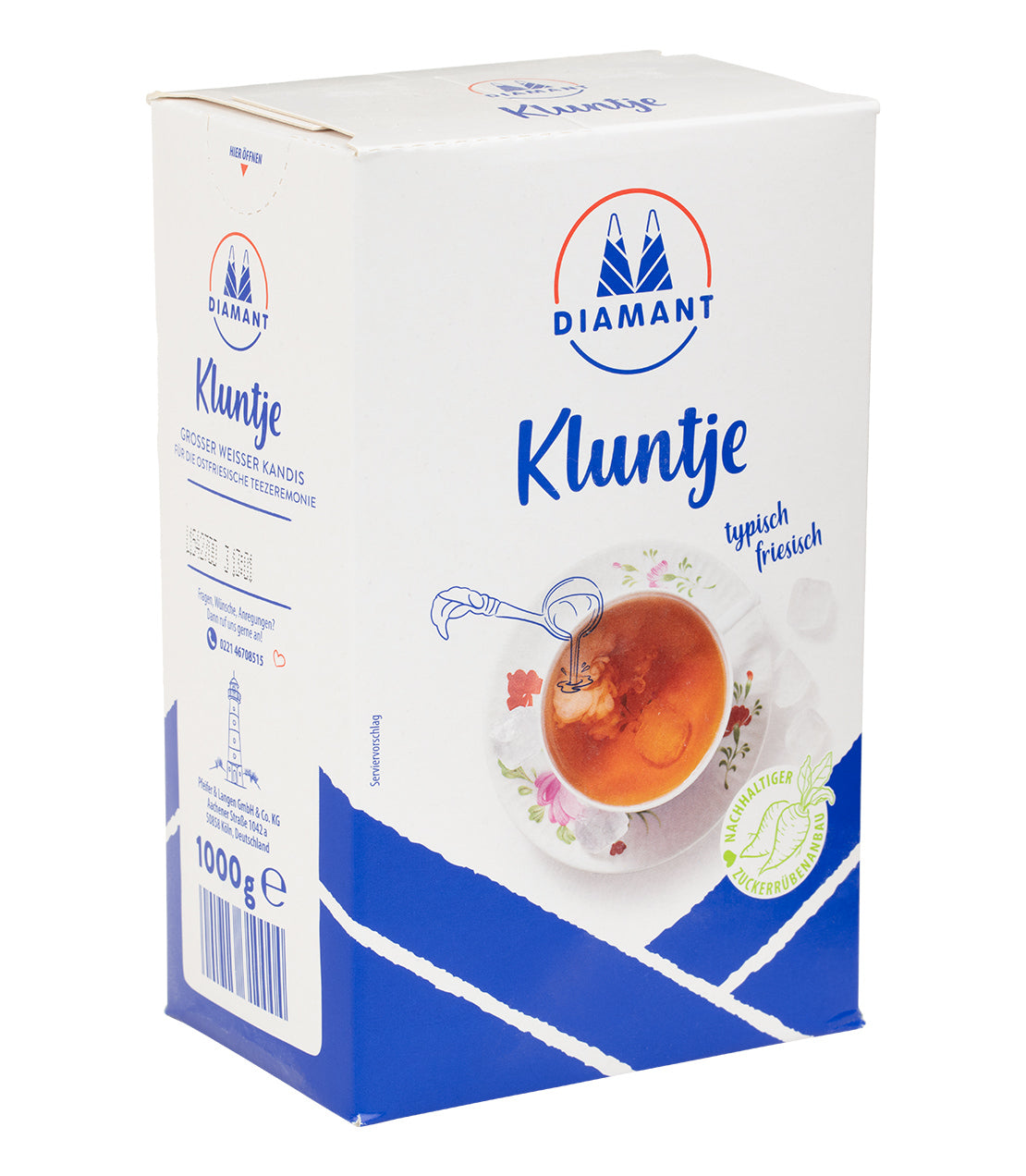 Kluntje Kandis- Rock Sugar- White and Blue Box- 1000g