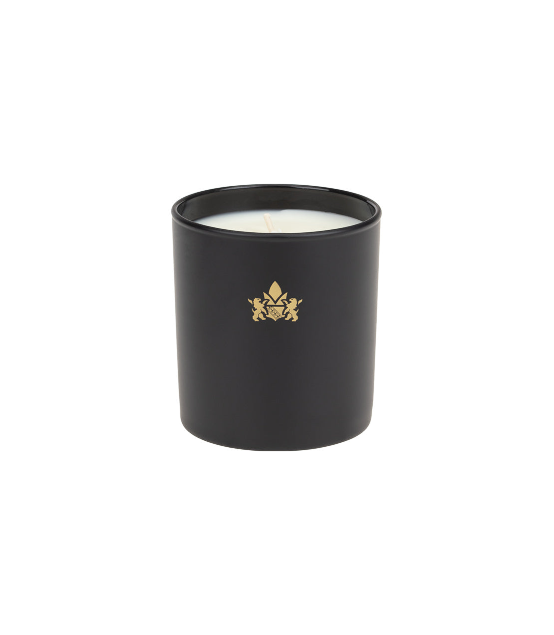 Harney & Sons scented candle in a sleek black container with a gold logo, available in assorted fragrances.