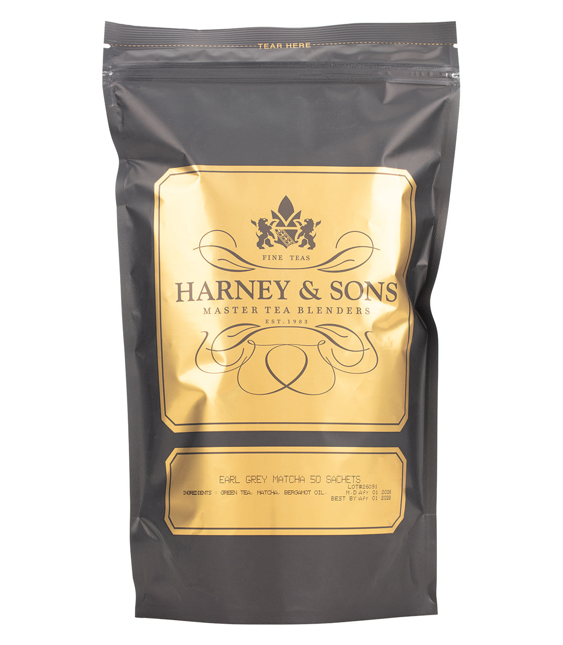Harney & Sons Fine Teas- Earl Grey Matcha- Black and gold bag of 50 sachets
