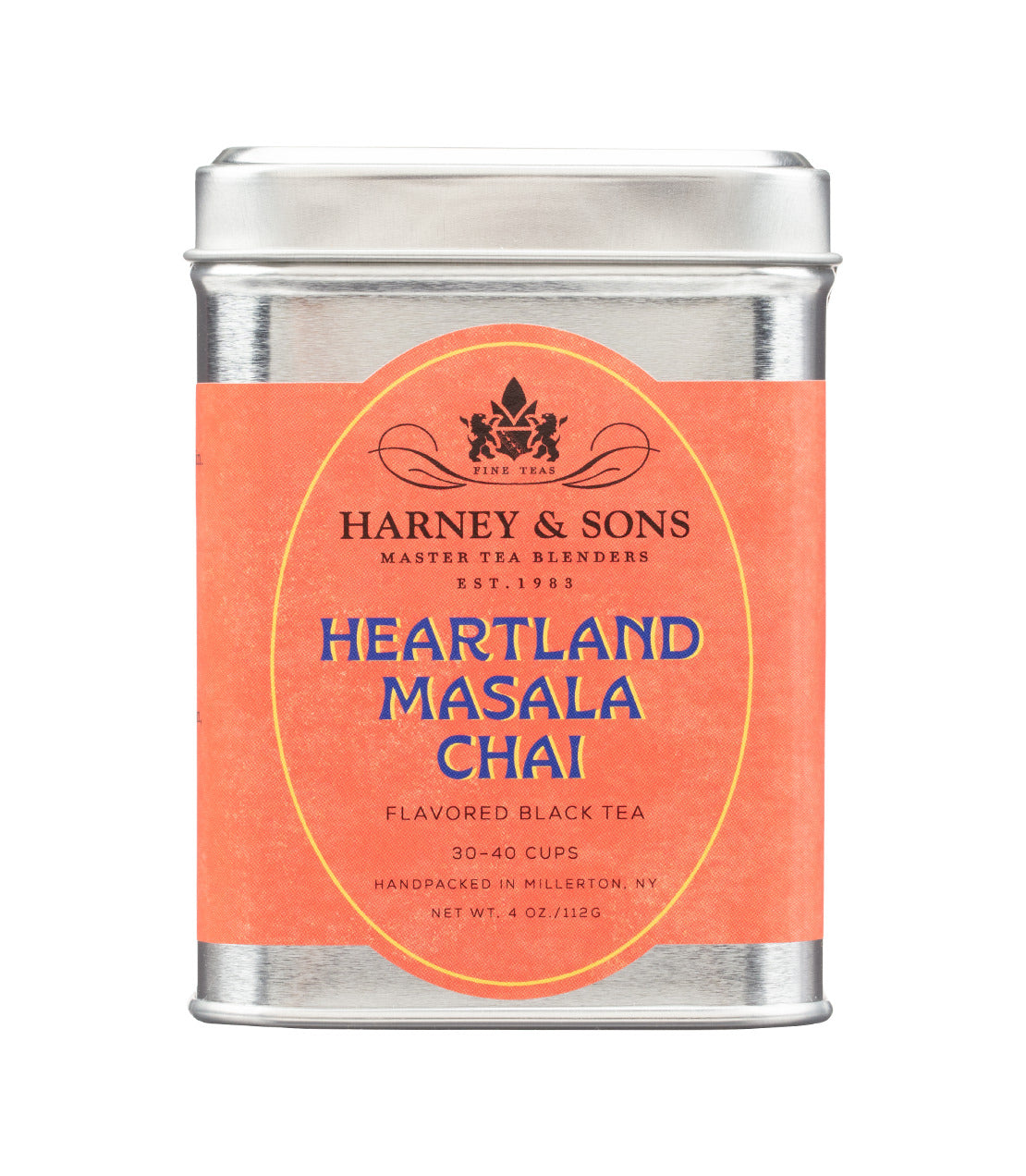 Harney & Sons Fine Teas- Heartland Masala Chai- 4oz Silver Tin with Orange Label