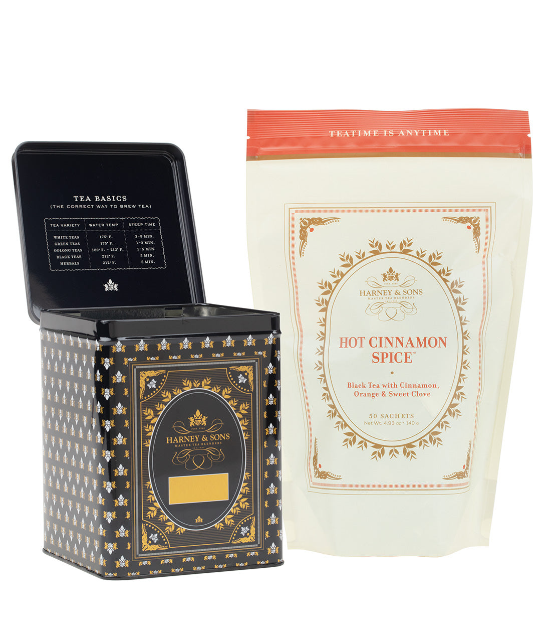 Harney & Sons 50 CT Hinged Canister Bundle - Hot Cinnamon Spice Sachets