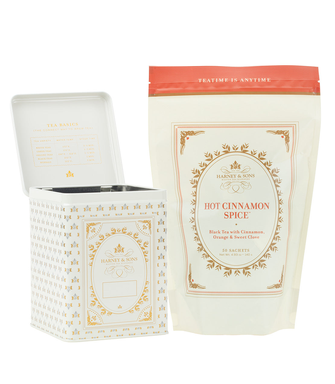 Harney & Sons 50 CT Hinged Canister Bundle - Hot Cinnamon Spice Sachets