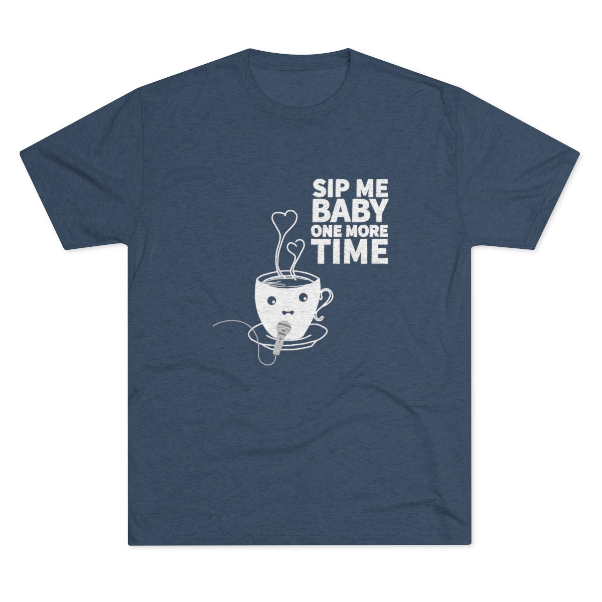 Navy graphic tee featuring a cute coffee cup with a heart and the text "Sip Me Baby One More Time.