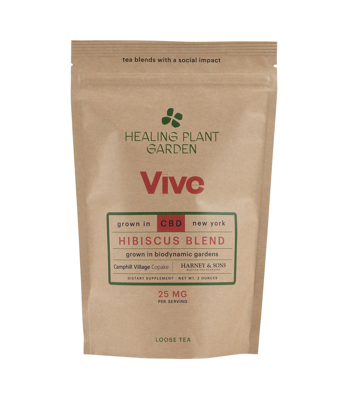 Camphill Village - Vive - Hibiscus Blend, 25 MG CBD - Loose 2 oz. Bag - Harney & Sons Fine Teas