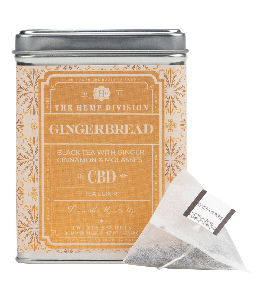 Gingerbread CBD 20 MG, Tin of 20 Sachets - - Harney & Sons Fine Teas
