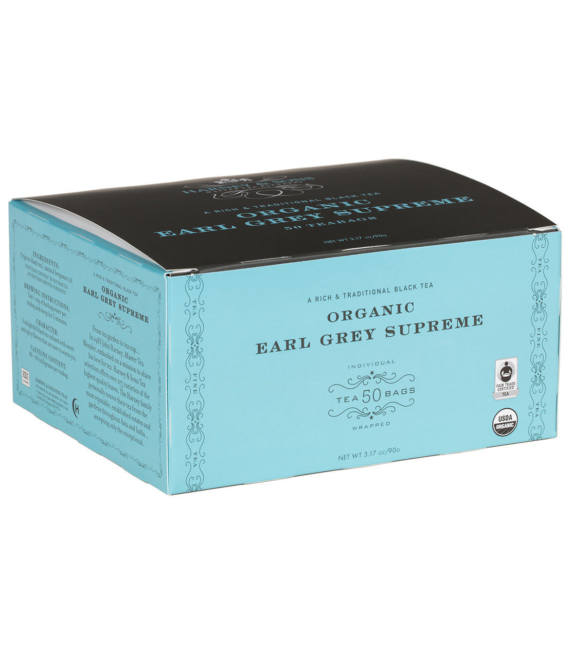 Organic Earl Grey Supreme, Box of 50 Foil Wrapped Teabags - Teabags Box of 50 Foil Wrapped Teabags - Harney & Sons Fine Teas