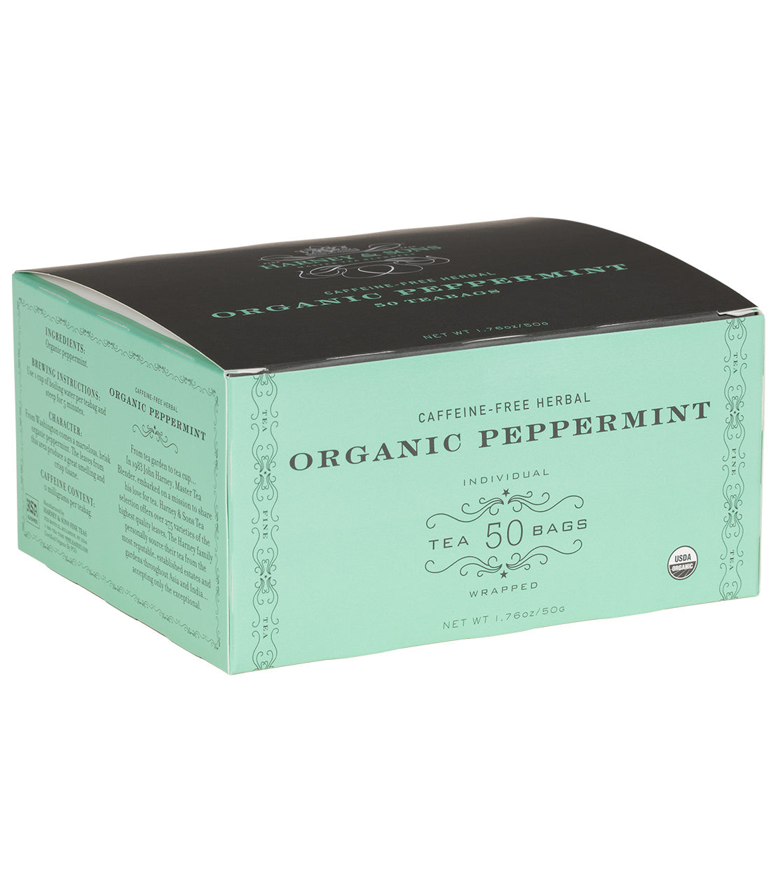 Organic Peppermint Herbal, Box of 50 Foil Wrapped Teabags - Teabags Box of 50 Foil Wrapped Teabags - Harney & Sons Fine Teas