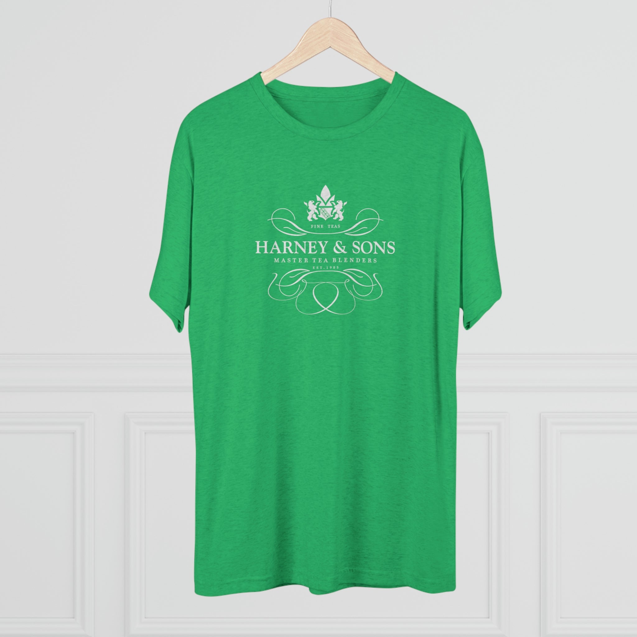 Green graphic tee featuring the Harney & Sons logo, showcasing a stylish and casual design.