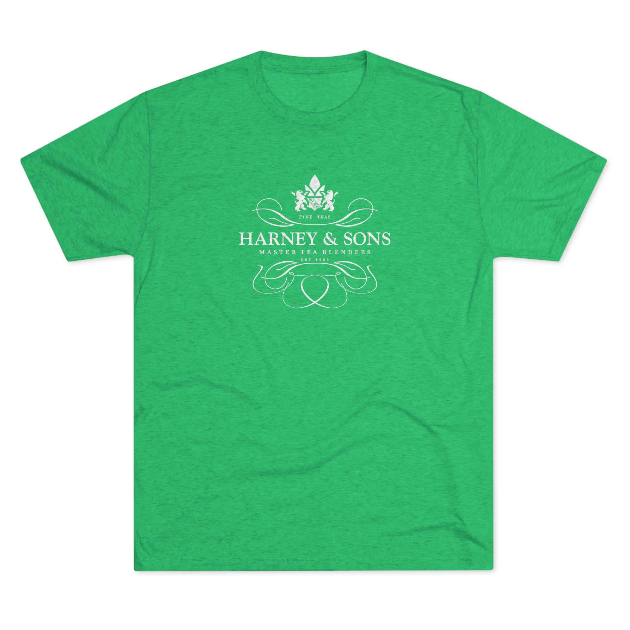 Green graphic tee featuring the Harney & Sons logo and "Master Tea Blenders" text in white.