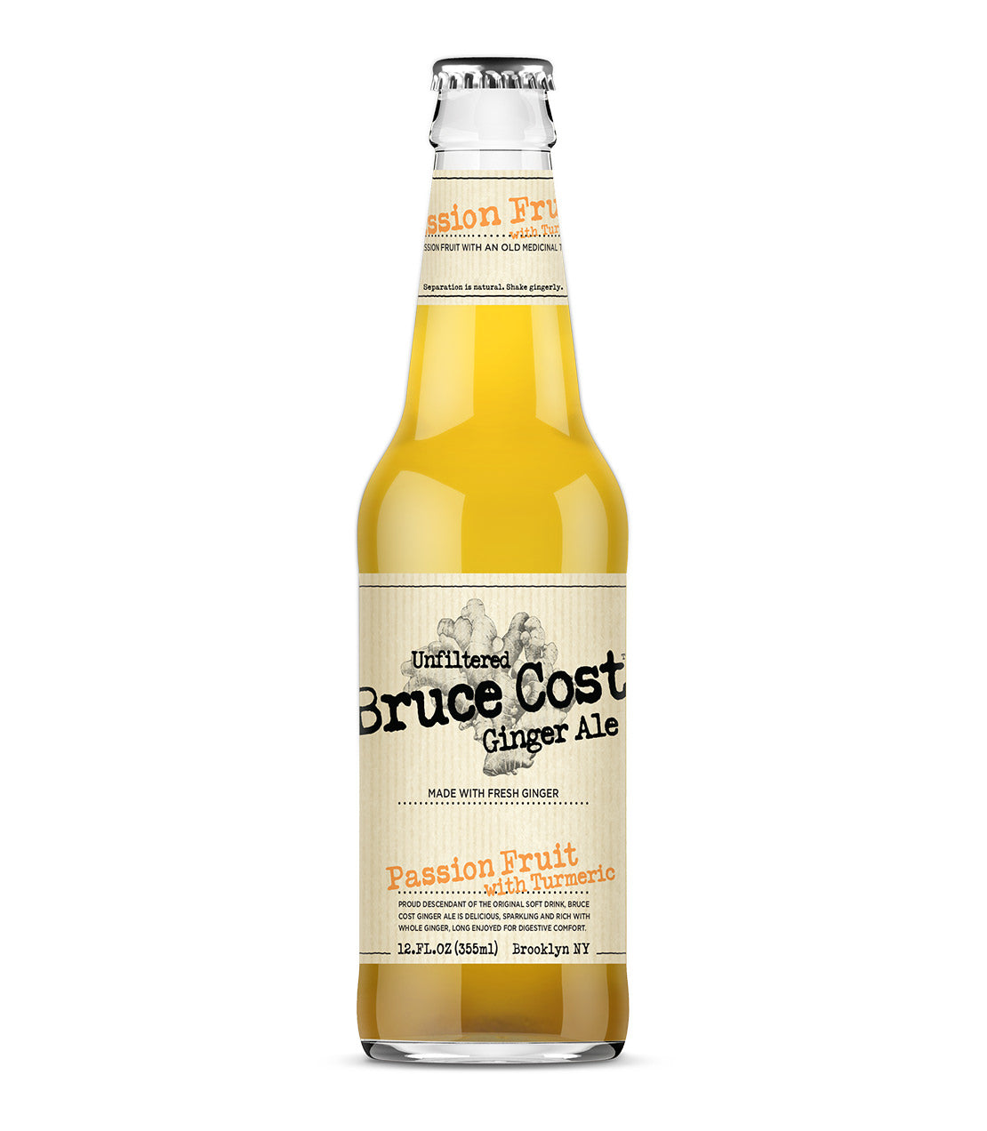 Bruce Cost Ginger Ale Passion Fruit - 12 oz. Bottle Case of 12 Bottles - Harney & Sons Fine Teas