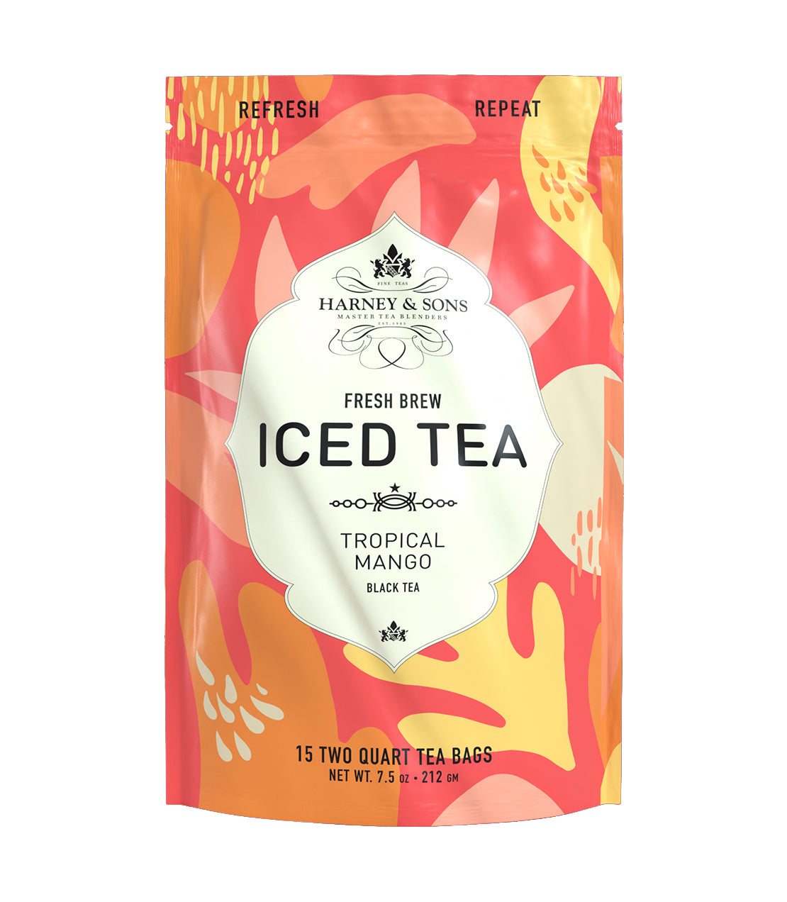 Tropical Mango Fresh Brew Iced Tea - Iced Tea Pouches Bag of 15 Pouches - Harney & Sons Fine Teas