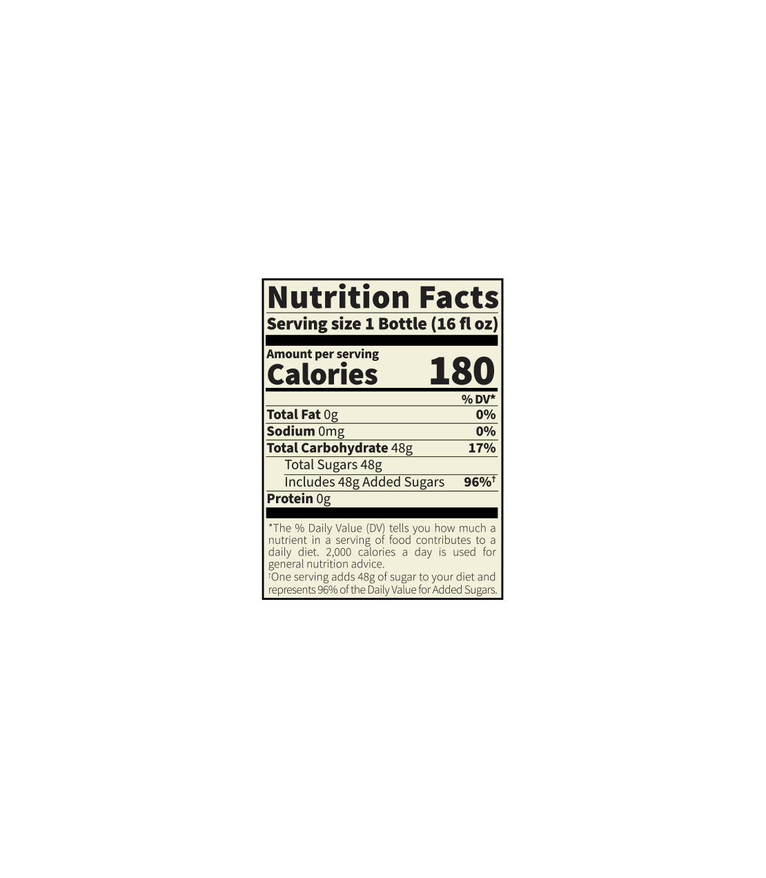 Nutrition facts label for Organic Lemonade & Tea Juice Drink, detailing calories, sugars, and serving size.