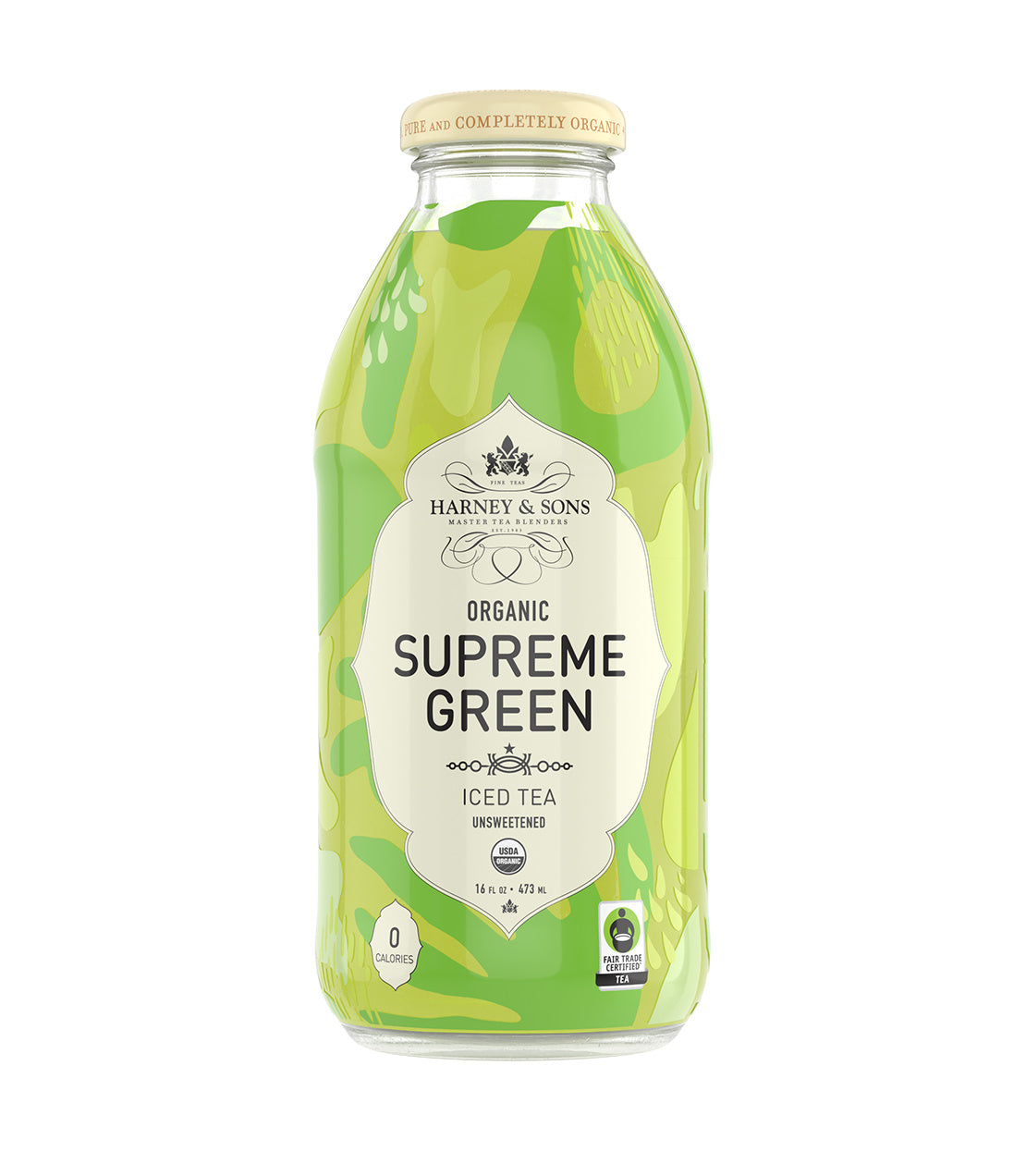 Organic Supreme Green Unsweetened Iced Tea - 16 oz. Bottle Case of 12 Bottles - Harney & Sons Fine Teas