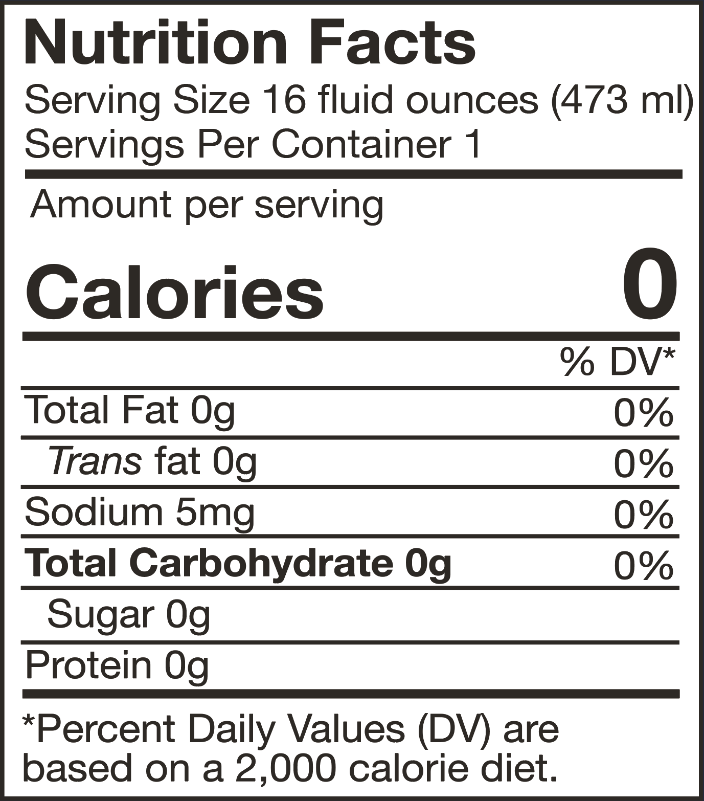 Nutrition facts label for American Buzz Mint Iced Tea, detailing calories, fat, sodium, carbohydrates, sugar, and protein.