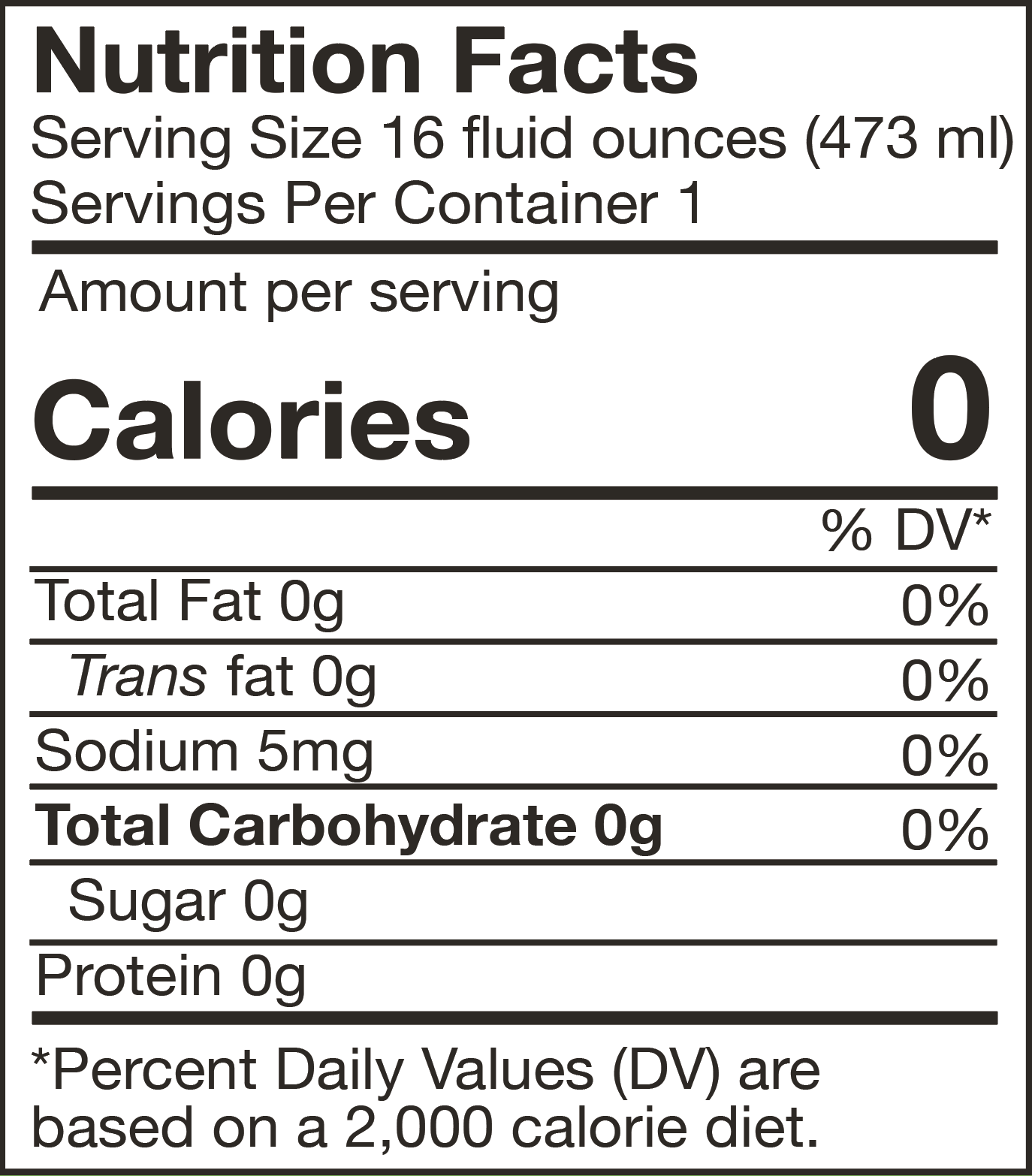 Nutrition facts for Organic Supreme Green Unsweetened Iced Tea, showing 0 calories and no fat or sugar.