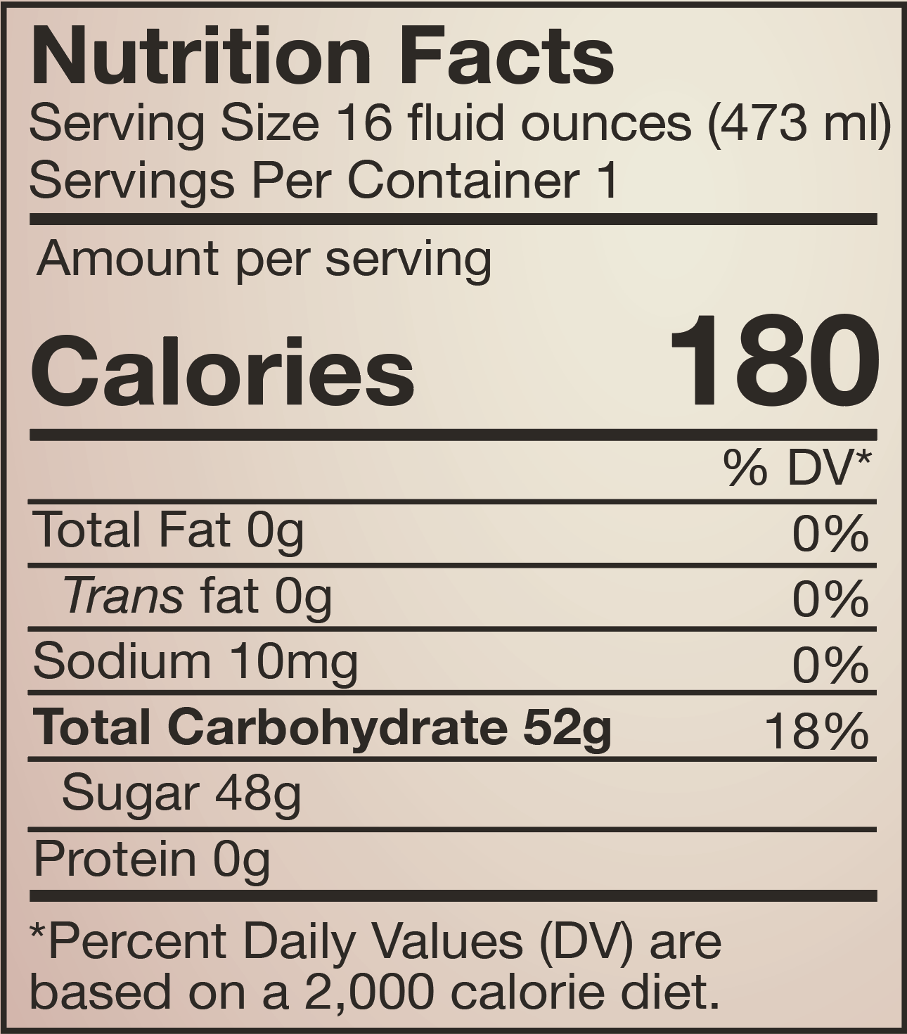 Nutrition facts label for organic cranberry juice drink, detailing calories, fat, sodium, carbohydrates, sugar, and protein.